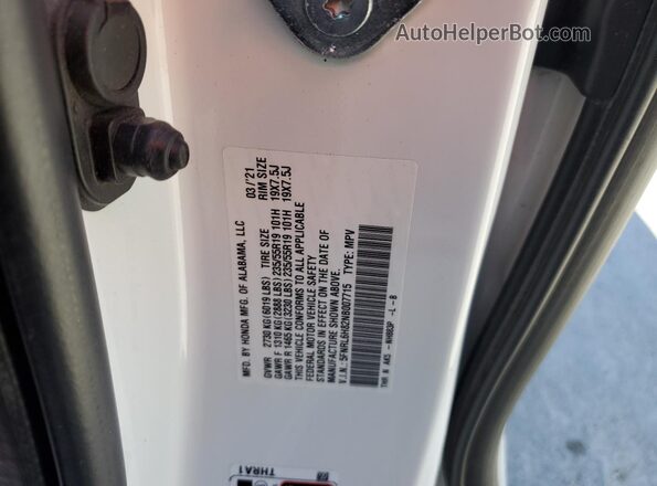 5FNRL6H82NB007715 2022 HONDA ODYSSEY White 360 interior view