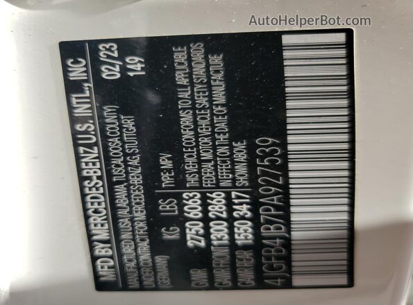 4JGFB4JB7PA927539 2023 MERCEDES-BENZ GLE White სალონის 360-გრადუსიანი ხედი