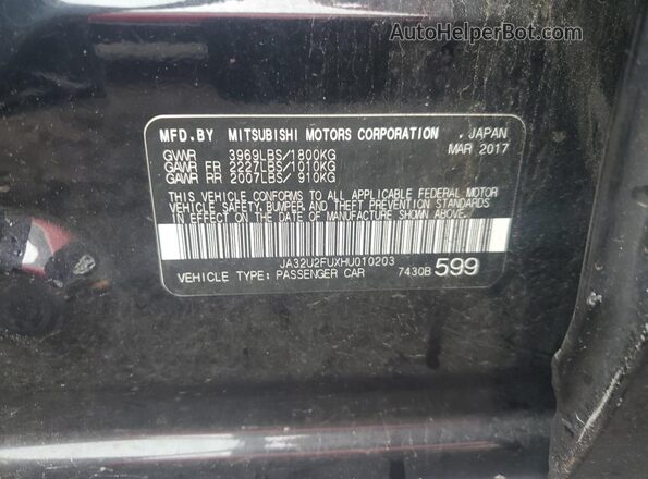 JA32U2FUXHU010203 2017 MITSUBISHI LANCER Black Vista del compartimento del motor