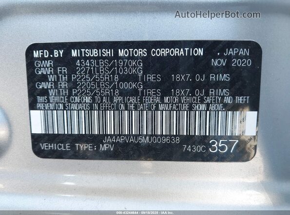 JA4APVAU5MU009638 2021 MITSUBISHI OUTLANDER SPORT Серебряный Вид подкапотного пространства