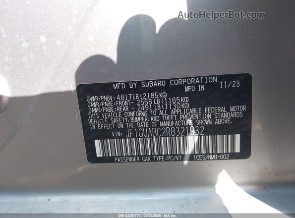 JF1GUABC2R8321932 2024 SUBARU IMPREZA Silver Widok komory silnika