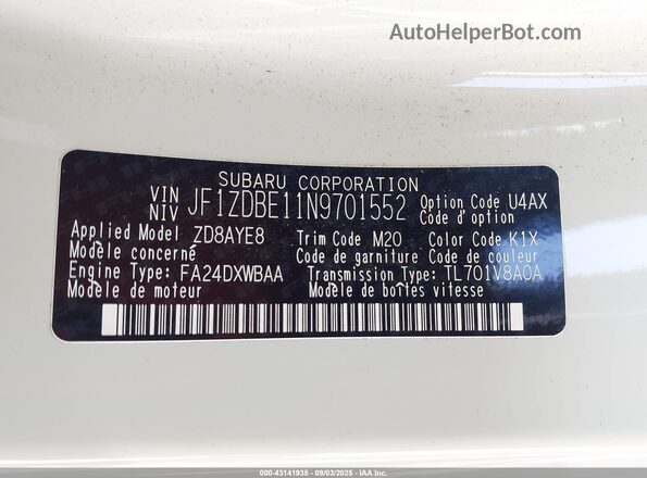 JF1ZDBE11N9701552 2022 SUBARU BRZ Фиолетовый Вид подкапотного пространства
