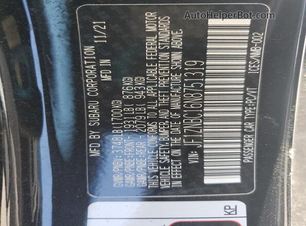 JF1ZNBC16N8751319 2022 TOYOTA GR Black VIN sticker view