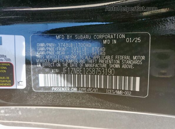 JF1ZNBE12S8753190 2025 TOYOTA GR Black VIN კოდის სტიკერის ხედი