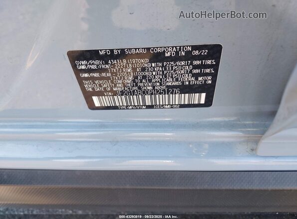 JF2GTABC0PH251276 2023 SUBARU CROSSTREK Blue Widok komory silnika