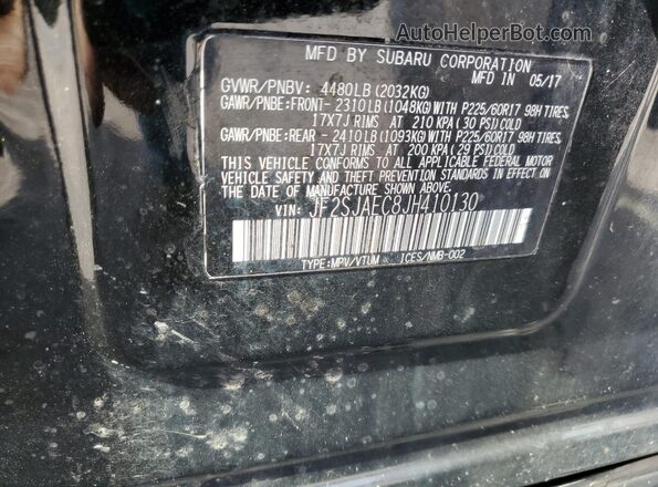 JF2SJAEC8JH410130 2018 SUBARU FORESTER 2.5 Black Vista de la etiqueta del VIN