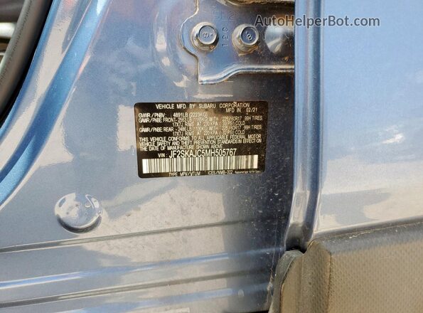 JF2SKAJC5MH505767 2021 SUBARU FORESTER Синий Вид наклейки с VIN-кодом
