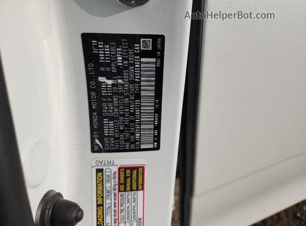 JHMZC5F18JC007725 2018 HONDA CLARITY White VIN sticker view