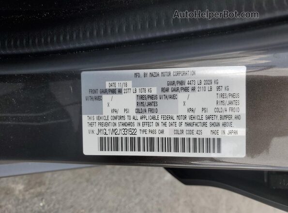 JM1GL1VM2J1331522 2018 MAZDA 6 Gray Вид підкапотного простору