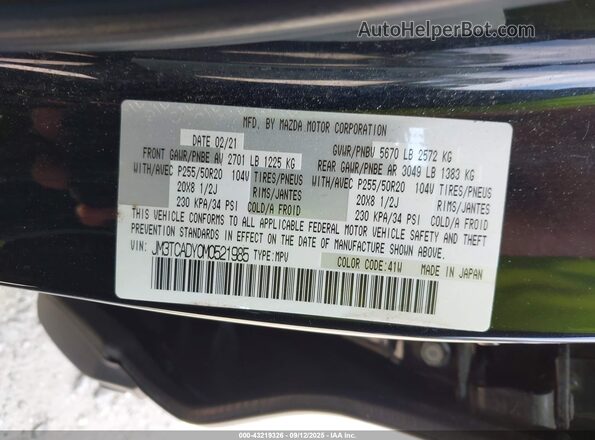 JM3TCADY0M0521985 2021 MAZDA CX-9 Black Շարժիչի բաժամունքի տեսք