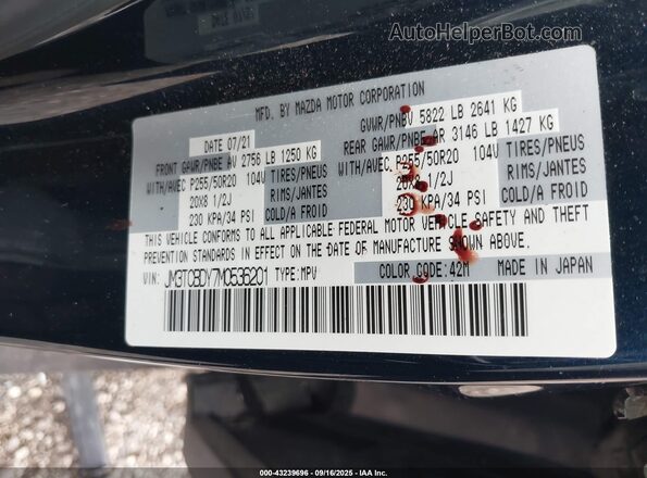 JM3TCBDY7M0536201 2021 MAZDA CX-9 Navy Widok komory silnika