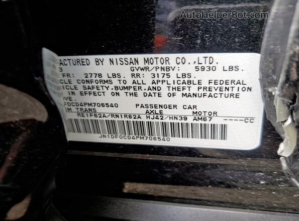 JN1DF0CD4PM706540 2023 NISSAN ARIYA Черный Вид наклейки с VIN-кодом