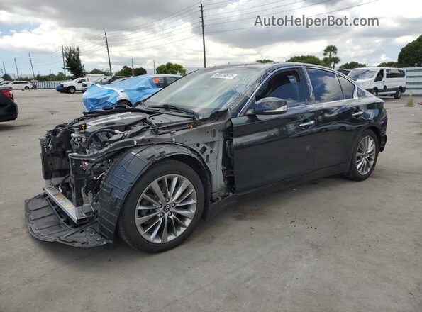 JN1EV7AP8JM351344 2018 INFINITI Q50 Black წინა მარცხენა ხედი სამი მეოთხედიდან