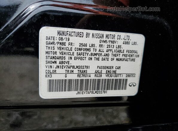 JN1EV7AP8LM202791 2020 INFINITI Q50 Black Շարժիչի բաժամունքի տեսք