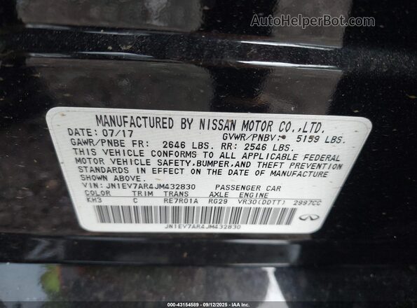 JN1EV7AR4JM432830 2018 INFINITI Q50 Black ძრავის განყოფილების ხედი