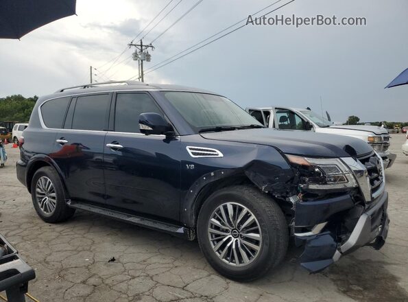 JN8AY2BA1M9374153 2021 NISSAN ARMADA Синий Передняя правая четверть
