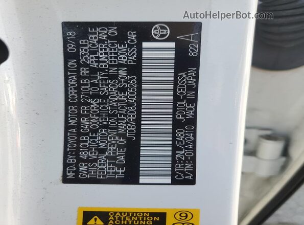 JTDBVRBD8JA005263 2018 TOYOTA MIRAI White Շարժիչի բաժամունքի տեսք