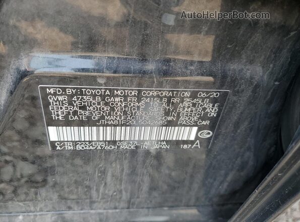 JTHA81F20L5042685 2020 LEXUS IS Черный Вид подкапотного пространства
