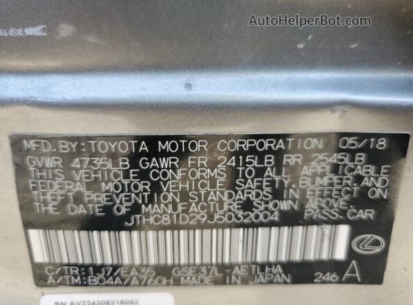 JTHC81D29J5032004 2018 LEXUS IS Silver Widok komory silnika