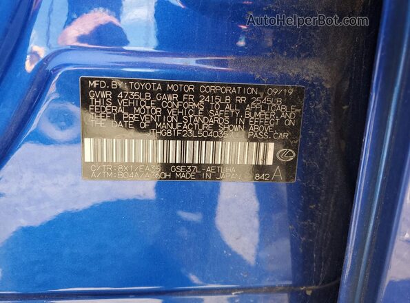 JTHG81F23L5040357 2020 LEXUS IS Blue Widok naklejki z numerem VIN