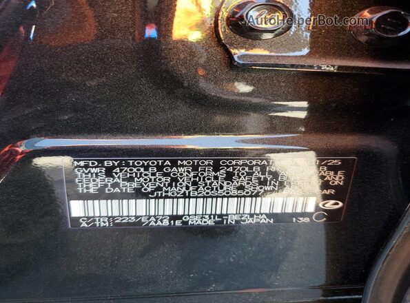 JTHGZ1B20S5085077 2025 LEXUS IS Black Vista de la etiqueta del VIN