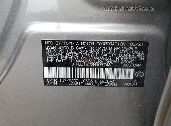 JTHGZ1B22N5057480 2022 LEXUS IS Silver ძრავის განყოფილების ხედი