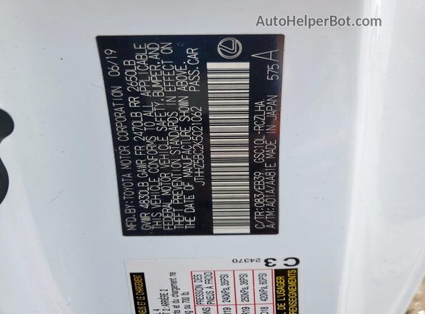 JTHHZ5BC2K5021062 2019 LEXUS RC White Widok komory silnika