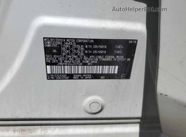 JTMDFREV2JJ227548 2018 TOYOTA LIMITED White Շարժիչի բաժամունքի տեսք