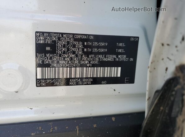 JTMEB3FV3RD224101 2024 TOYOTA RAV4 White ძრავის განყოფილების ხედი