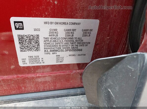 KL4MMGSL0PB055966 2023 BUICK ENCORE Red Widok komory silnika