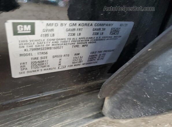 KL79MMS22MB160521 2021 CHEVROLET TRAILBLAZER Black Панорамний вид салону 360°