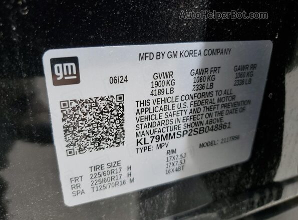 KL79MMSP2SB048861 2025 CHEVROLET TRAILBLAZER Черный Вид наклейки с VIN-кодом