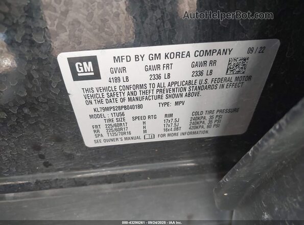 KL79MPS28PB040180 2023 CHEVROLET TRAILBLAZER Черный Вид подкапотного пространства