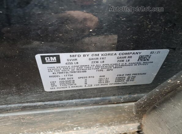 KL79MTSL7MB165488 2021 CHEVROLET TRAILBLAZER Black Widok wnętrza 360 stopni