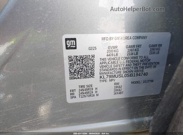 KL79MUSL0SB194740 2025 CHEVROLET TRAILBLAZER Silver Widok komory silnika