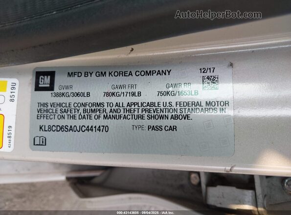 KL8CD6SA0JC441470 2018 CHEVROLET SPARK Silver Engine compartment view