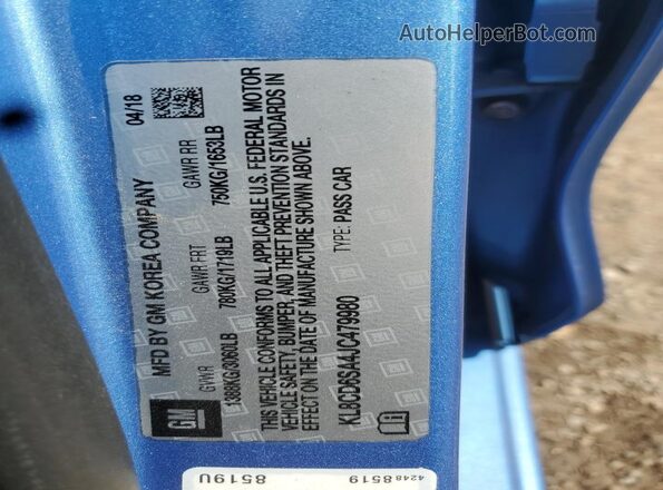 KL8CD6SA4JC479980 2018 CHEVROLET SPARK Blue ძრავის განყოფილების ხედი
