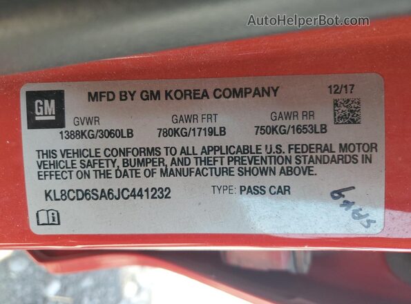 KL8CD6SA6JC441232 2018 CHEVROLET SPARK Красный Вид подкапотного пространства