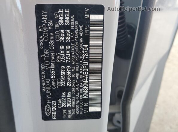 KM8KM4AE0PU178794 2023 HYUNDAI IONIQ Серебряный Вид наклейки с VIN-кодом