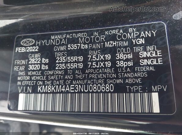 KM8KM4AE3NU080680 2022 HYUNDAI IONIQ 5 Черный Вид подкапотного пространства