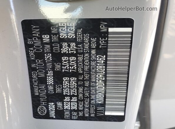 KM8KNDDF2RU281462 2024 HYUNDAI IONIQ Silver VIN sticker view