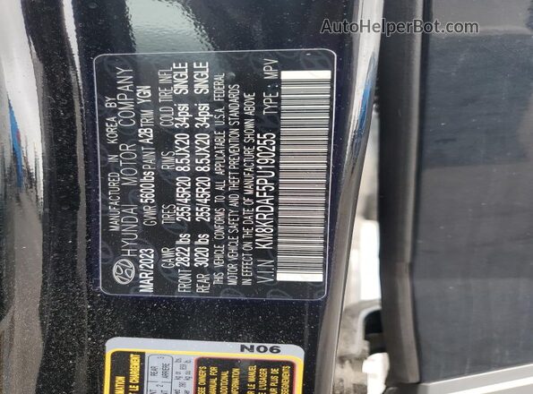 KM8KRDAF5PU190255 2023 HYUNDAI IONIQ Black VIN sticker view