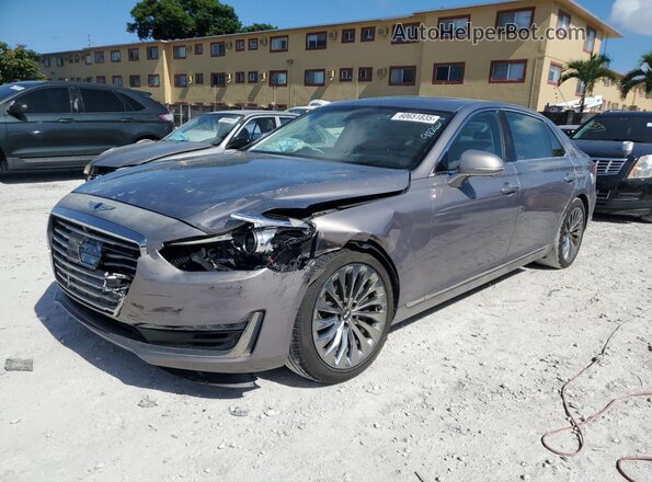 KMHG54JHXJU039826 2018 GENESIS G90 Tan წინა მარცხენა ხედი სამი მეოთხედიდან