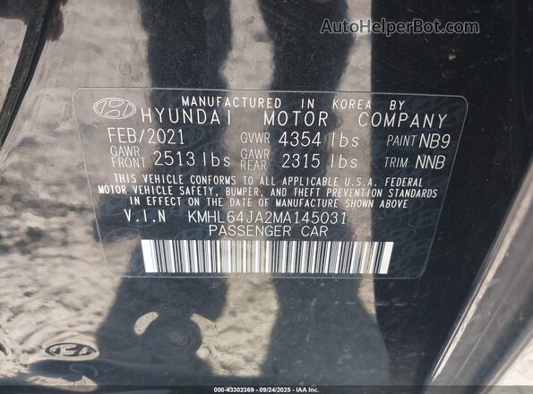 KMHL64JA2MA145031 2021 HYUNDAI SONATA Черный Вид подкапотного пространства