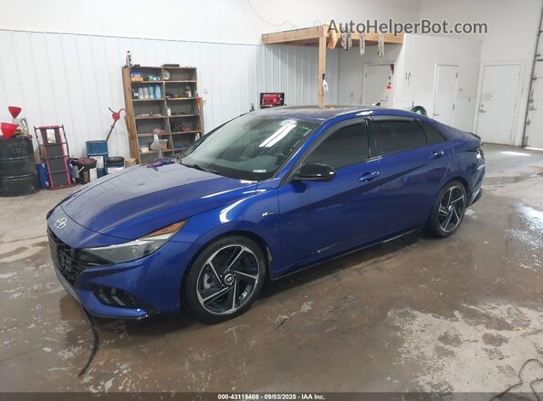 KMHLR4AF5MU170314 2021 HYUNDAI ELANTRA Blue წინა მარცხენა ხედი სამი მეოთხედიდან