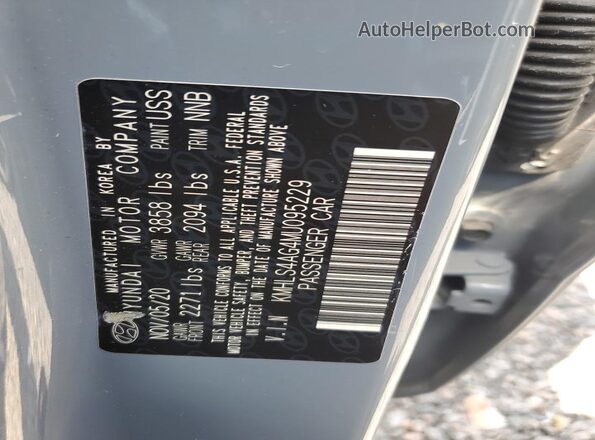 KMHLS4AG4MU095229 2021 HYUNDAI ELANTRA Gray VIN კოდის სტიკერის ხედი