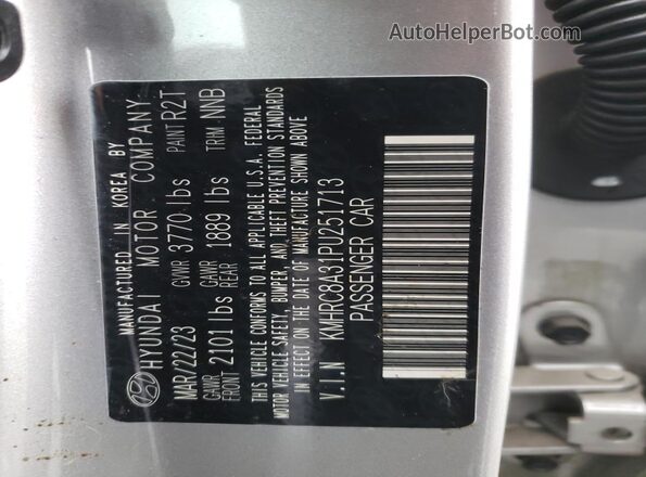 KMHRC8A31PU251713 2023 HYUNDAI VENUE Silver Engine compartment view