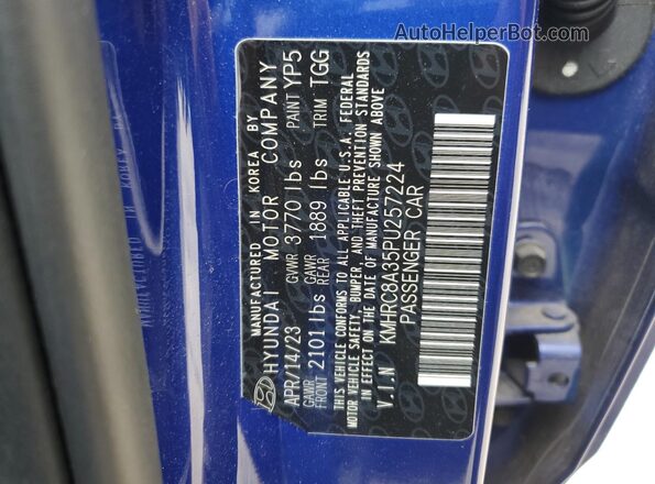 KMHRC8A35PU257224 2023 HYUNDAI VENUE Blue VIN sticker view