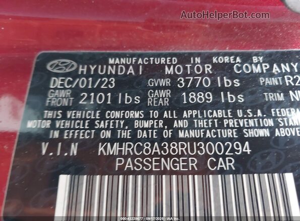 KMHRC8A38RU300294 2024 HYUNDAI VENUE Red Widok komory silnika
