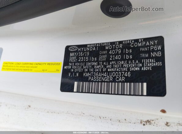 KMHT36AH4LU003746 2020 HYUNDAI VELOSTER N White Vista de los asientos traseros